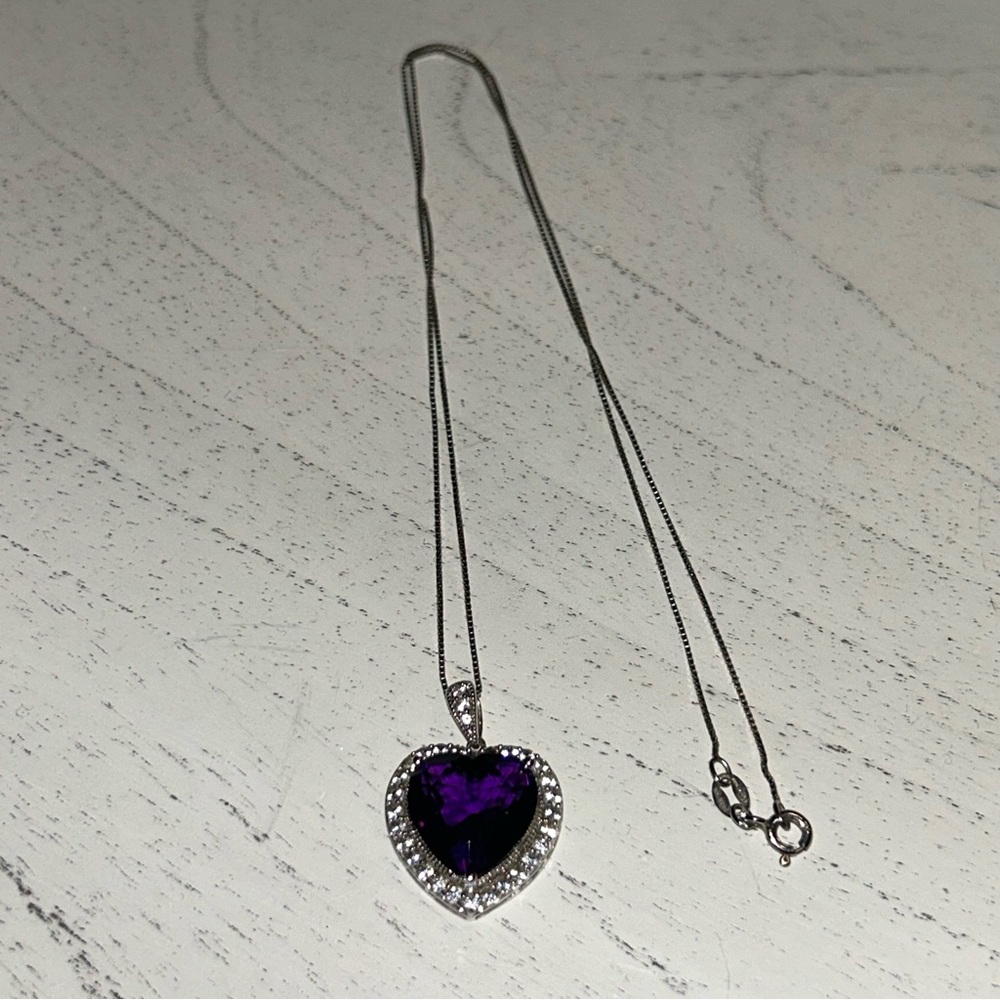 Purple stone heart necklace